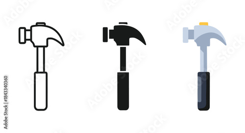 Hammer icons in various styles and designs