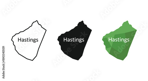 Hastings map illustration in different styles