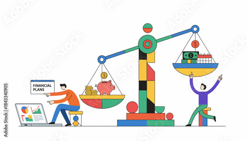 Financial Planning, Saving, and Investment Balance Concept
