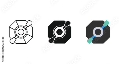 Different styles of milling cutter icon set