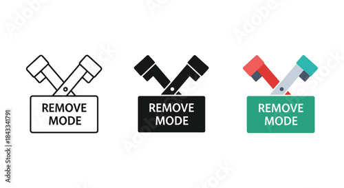 Remove mode icons in various styles and colors
