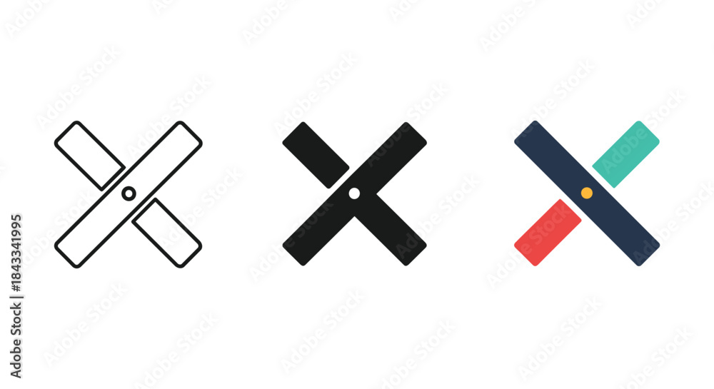 Fototapeta premium Set of three different x mark symbol in various style