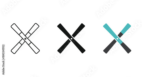 Set of three different style cross symbols