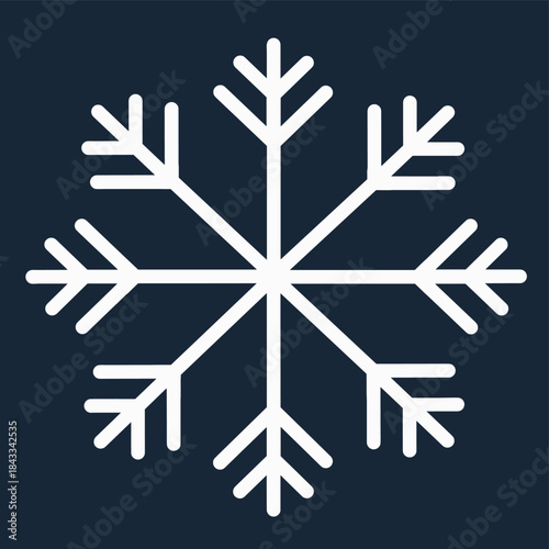 White Snowflake Icon on a Dark Blue Background A Symbol of Winter and Cold Weather