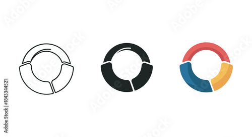 Life preserver icon set in different style and color