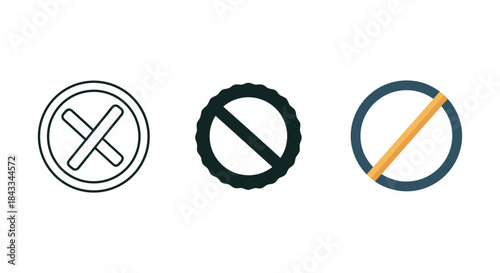 Different styles of prohibition signs