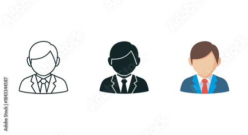 Three business professionals with different illustrative styles