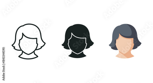 Three female avatars in different styles
