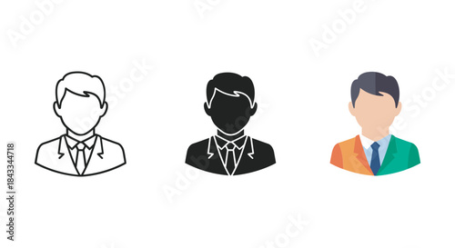 Different styles of male avatars in business attire