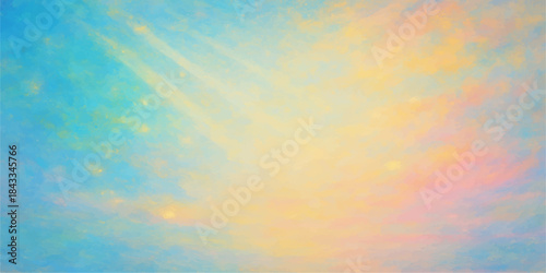 Abstract colorful watercolor background with pastel blue and orange sky cloudscape texture design