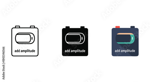 Battery icons with add amplitude label in different styles