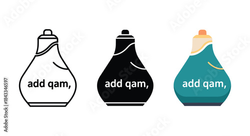 Three perfume bottles with add qam text