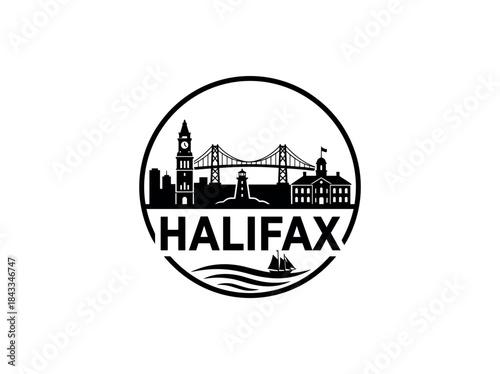 Halifax city of Canada skyline emblem with landmarks