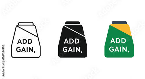 Add gain icon set in different colors and styles