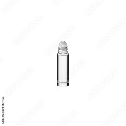 Clear Glass Roll-On Bottle Mockup for Essential Oils on Black