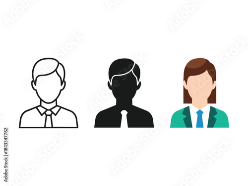 Group of business people icons in different styles