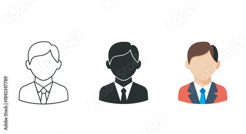 Different styles of male businessman icons