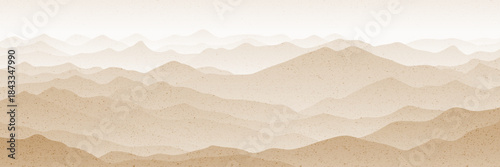 Sunrise in the mountains and ridge gradients, sepia shades and retro effect, panoramic view vector illustration