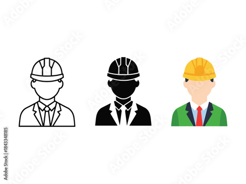 Engineer icon set in different style