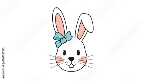 Cute White Bunny with Blue Bow