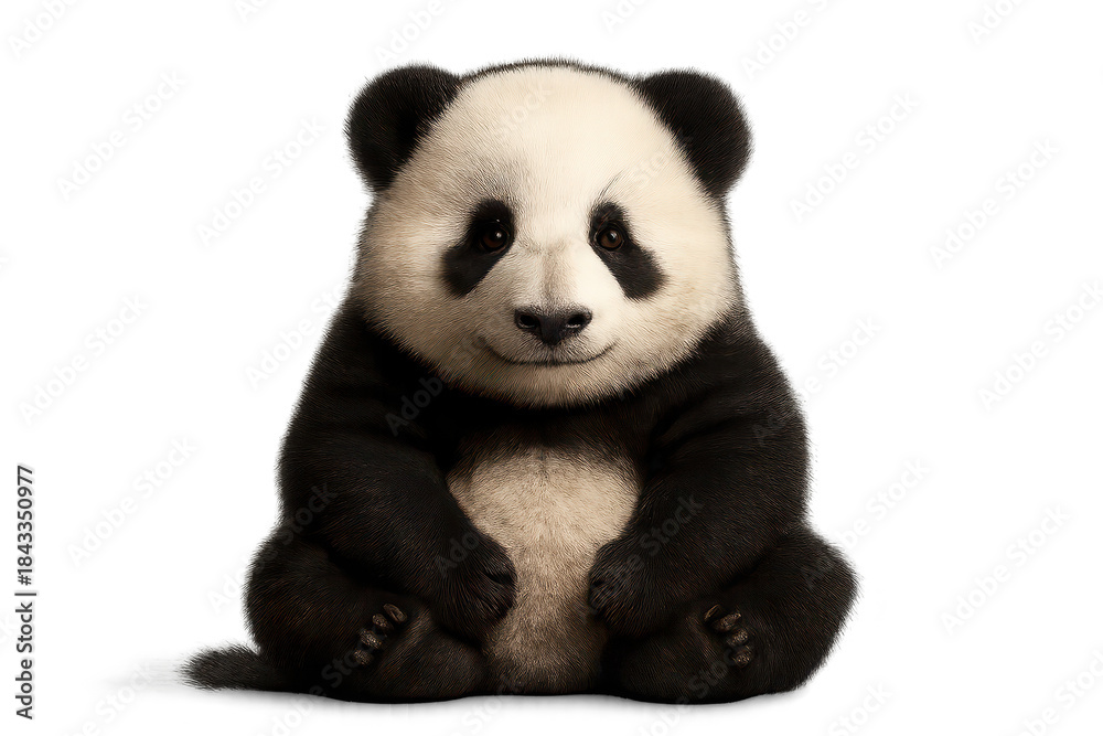 Naklejka premium Sitting Panda Bear Cute and Adorable transparent background Image AI