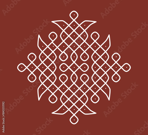 Kolam 11-1 straight dots flower design