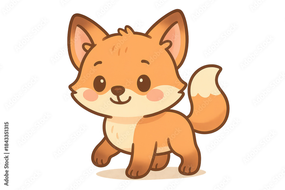 Naklejka premium Cute cartoon fox character design with transparent background image.
