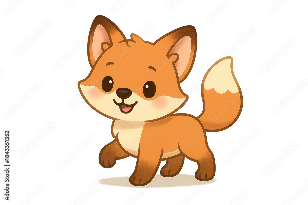Naklejka premium Cartoon fox illustration image with transparent background element.