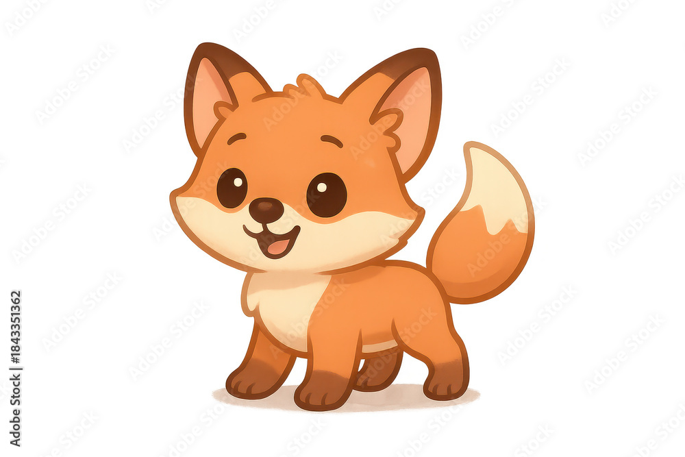 Naklejka premium Cute fox cartoon character with transparent background illustration.