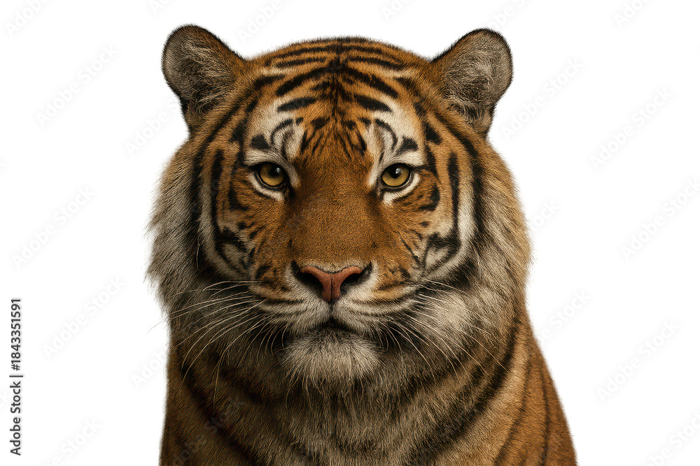 Obraz premium Tiger face closeup with transparent background for graphic design use.