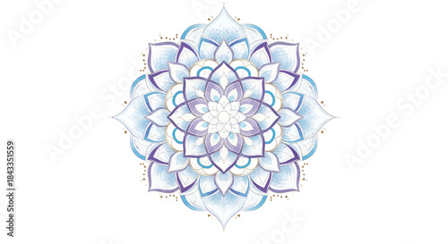 Delicate Floral Mandala with Blue and Purple Hues.