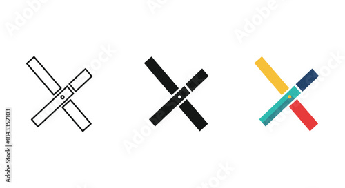 Three different colorful cross symbols