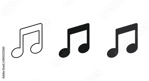 Simple black music notes on white background