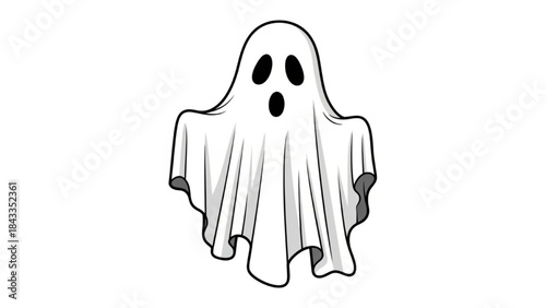 Ghost Floating in Air with Black Eyes