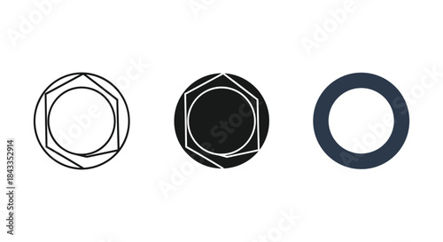 Three different nut illustrations side by side on white background