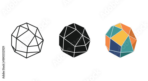 Geometric shapes with different fill styles and colors