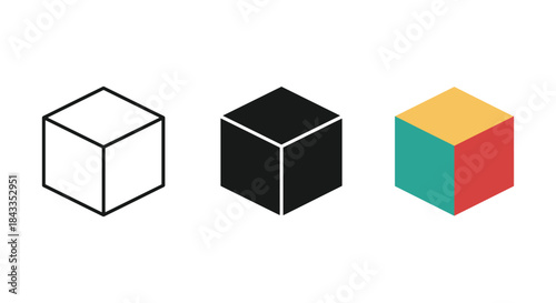 Three cubes with different colors and shading