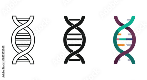 Dna helix structure illustration set