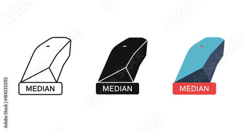 Median icon set in various styles and colors