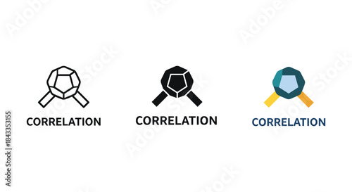 Correlation icons in different styles and colors