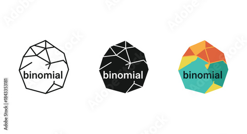 Binomial logo designs with geometric shapes and colors