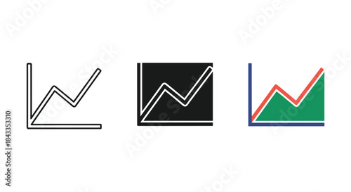 Graph icons set for business and finance