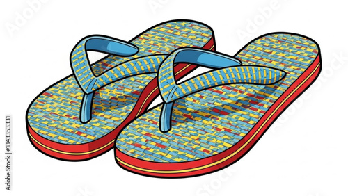 Colorful Flip Flops on White Background