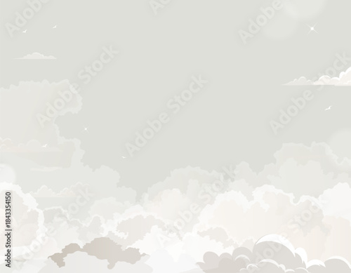 Summer Sky background,Cloud dancer for 2026 trends,Nature Colour Cream Sky,White fluffy cloud fly like dancing,Vector cartoon horizon spring cloudy for landscape banner