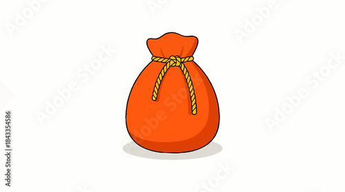 A vibrant orange money sack with a tied yellow rope detail depicting the concept of savings, finance, and wealth management for commercial use in visuals and advertising.