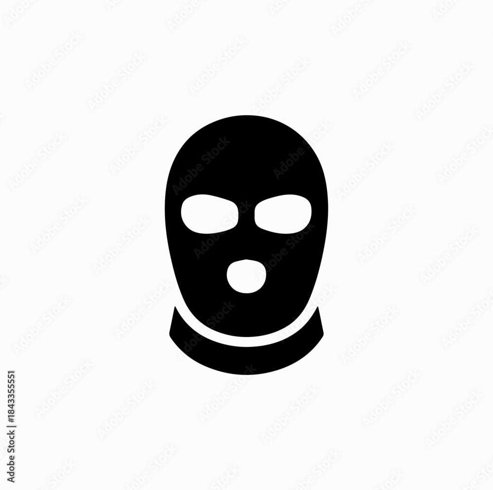 Fototapeta premium Balaclava Ski Mask Silhouette Icon Vector