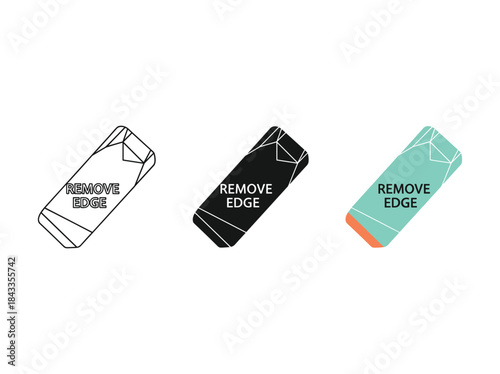 Remove edge eraser illustration in different colors and styles