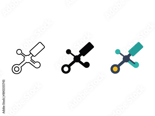 Three different styles of molecular structure icons