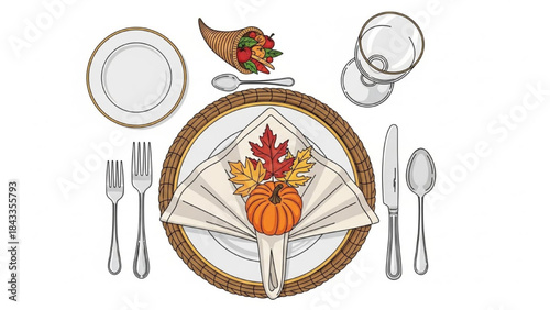 Thanksgiving Table Setting with Turkey Plate Napkin