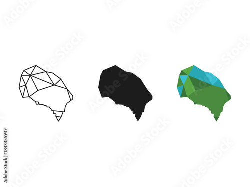 Geometric representation of a country in different styles